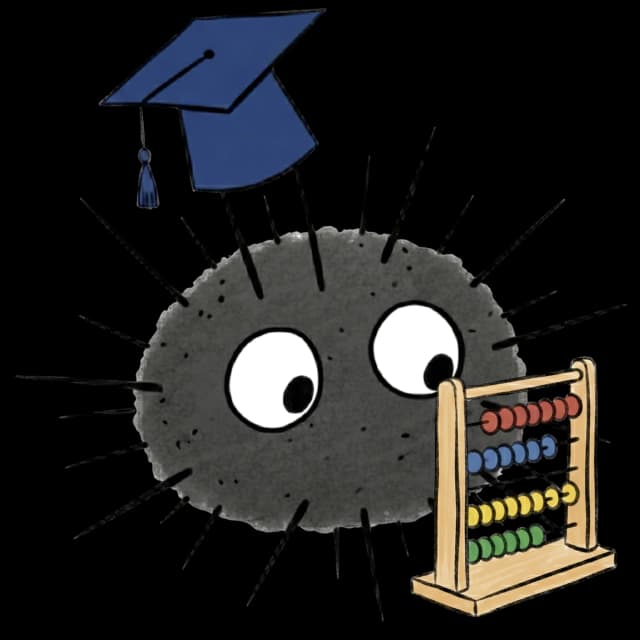 Uni mascot with abacus